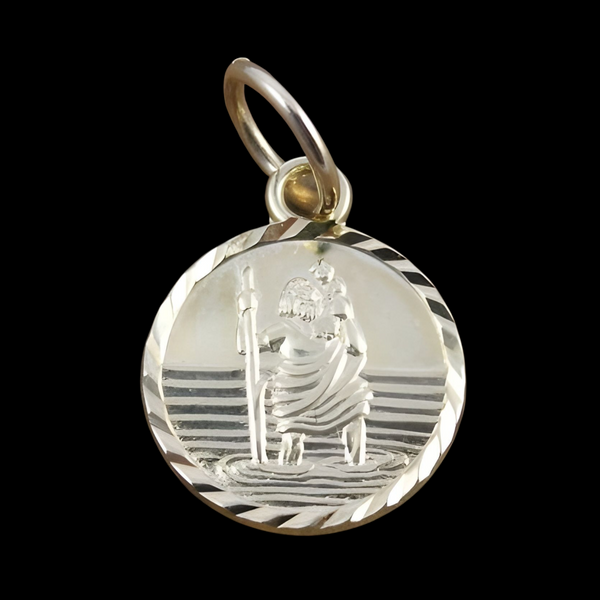 Diamond Cut Solid 9ct Gold Saint Christopher Medal Pendant