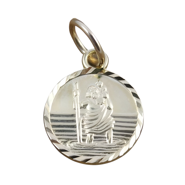 Diamond Cut Solid 9ct Gold Saint Christopher Medal Pendant