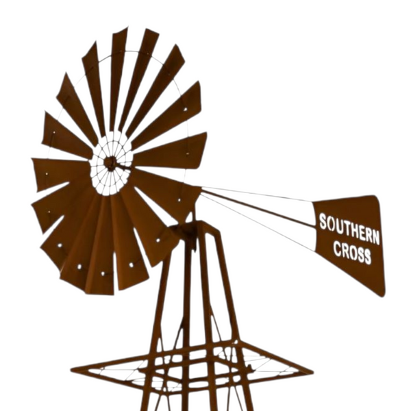 XXL Southern Cross Heavy Duty Rustic Metal Garden Windmill- 313cm