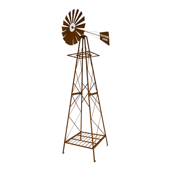 XXL Southern Cross Heavy Duty Rustic Metal Garden Windmill- 313cm