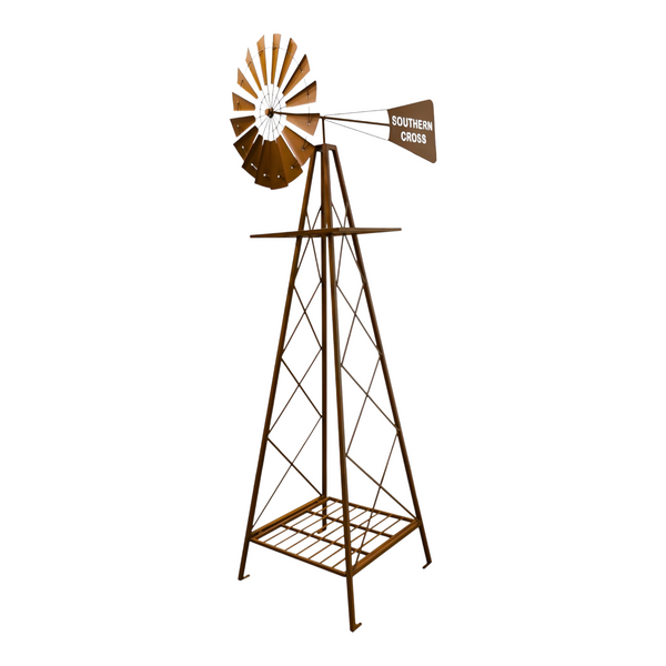 XL Southern Cross Heavy Duty Rustic Metal Garden Windmill- 240cm