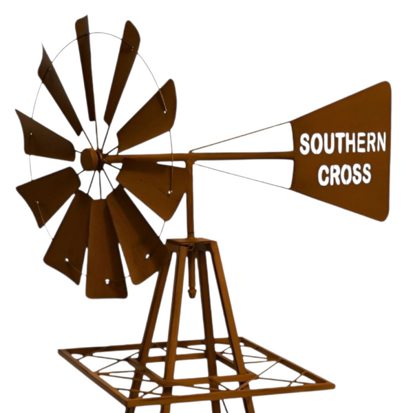 Southern Cross Heavy Duty Rustic Metal Garden Windmill- 120cm