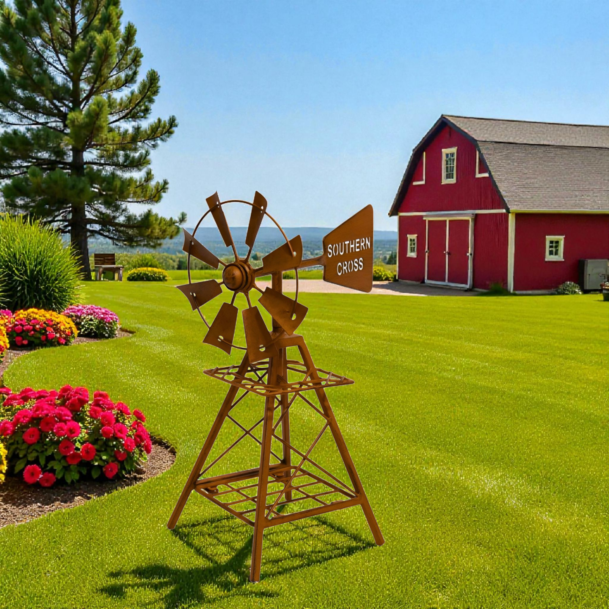 Southern Cross Rustic Metal Garden Windmill- 30cm