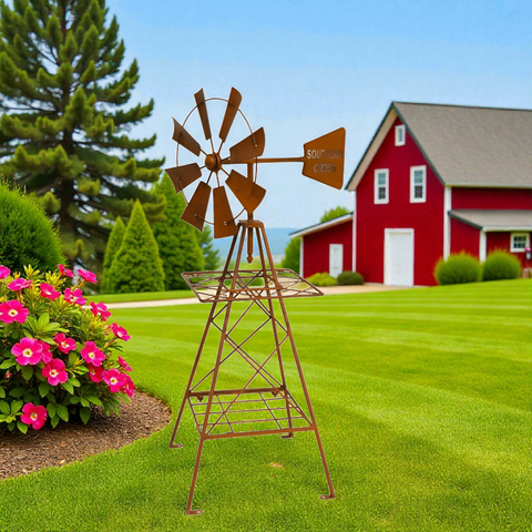 Southern Cross Rustic Metal Garden Windmill- 65cm