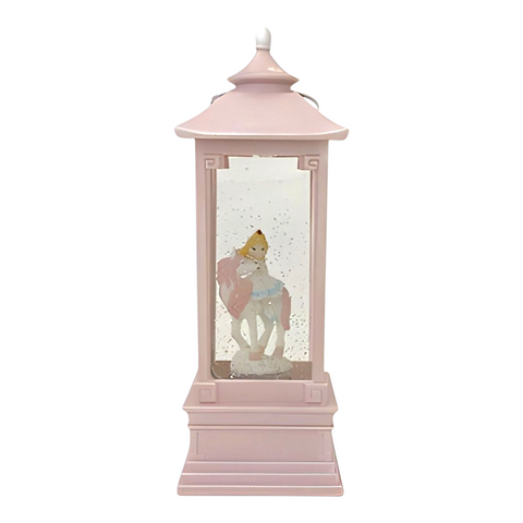 Pink Unicorn & Girl Musical Light Up Glitter Lantern
