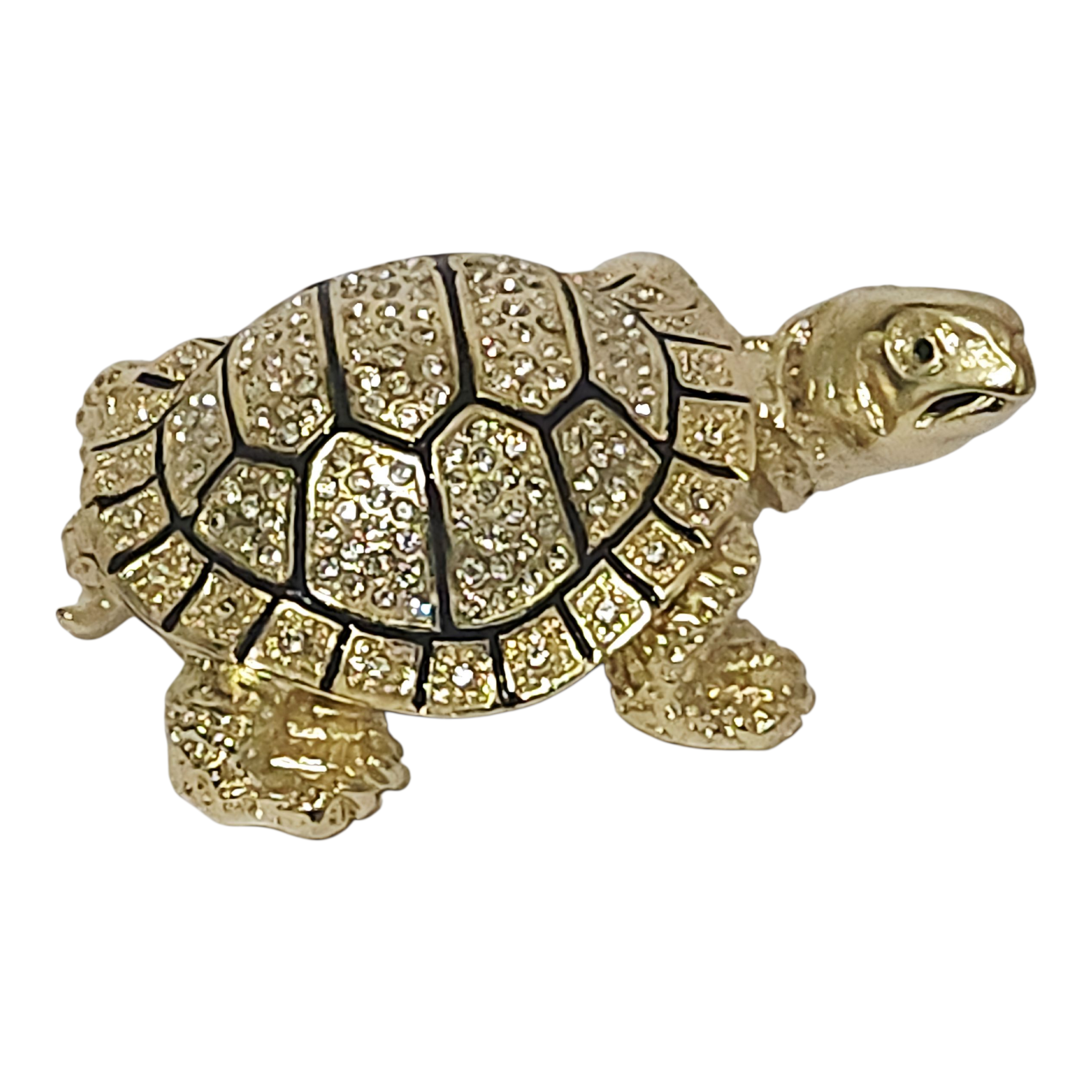 Gold Turtle Jewelled Enamel Trinket Box Figurine