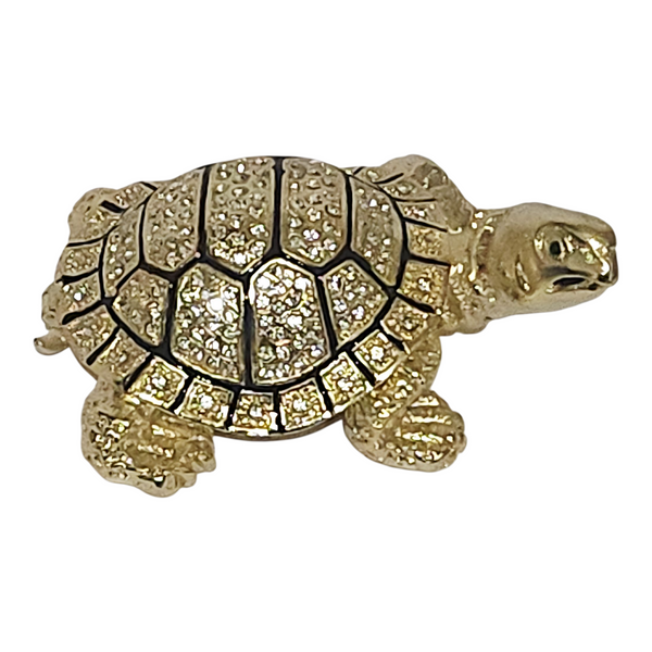 Gold Turtle Jewelled Enamel Trinket Box Figurine