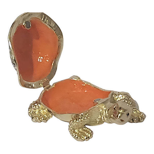 Gold Turtle Jewelled Enamel Trinket Box Figurine