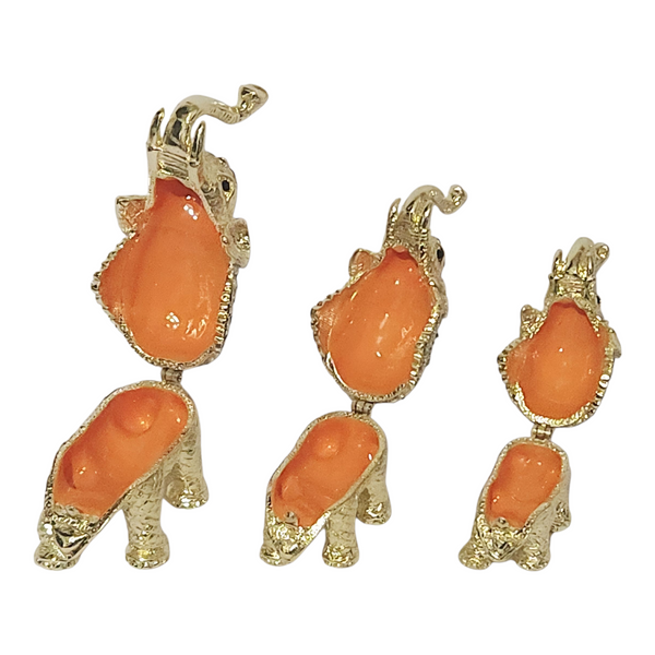 Set 3 Gold Elephant Bejewelled Enamel Trinket Box home decor figurines elephants trinket box figurines jewellery box