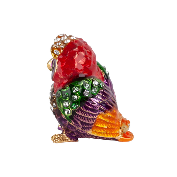 Owl Jewelled Enamel Trinket Box Figurine