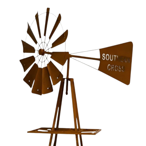 Large Southern Cross Heavy Duty Rustic Metal Garden Windmill- 160cm
