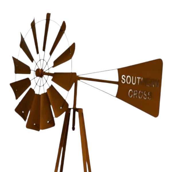 Large Southern Cross Heavy Duty Rustic Metal Garden Windmill- 160cm