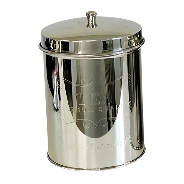 Set 3 Silver Plated Premium Round Metal Kitchen Canisters- Coffee Tea Sugar