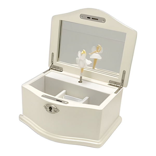 Girl's White Ballerina Wooden Musical Jewellery Box