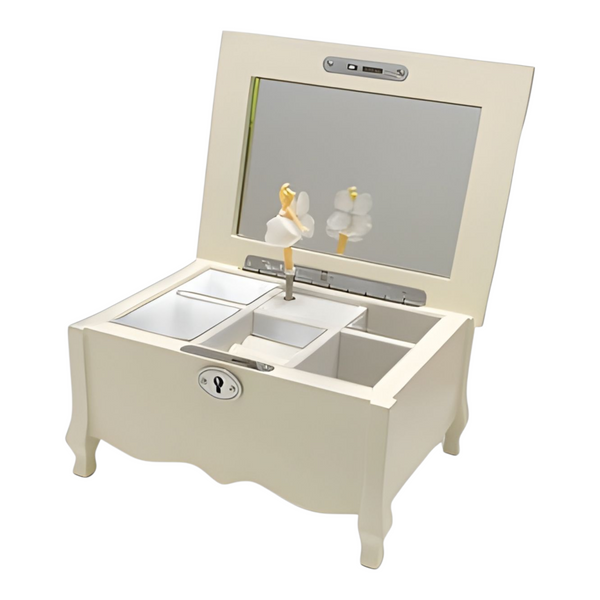 Girl's White Ballerina Wooden Musical Jewellery Box