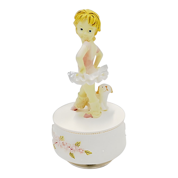 Children's White & Pink Musical Ballerina & Dog Rotating Carousel