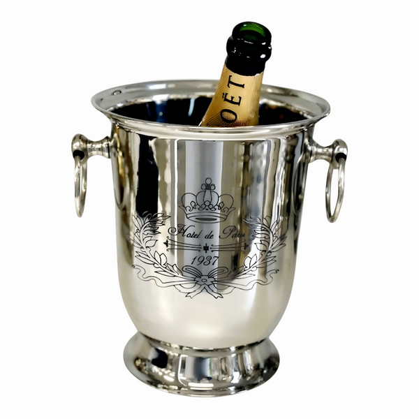Silver Plated Hotel De Paris Single Bottle Champagne Ice Cooler Bucket with Handles
