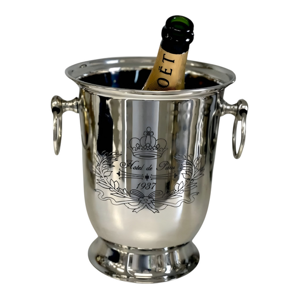 Silver Hotel De Paris Single Bottle Champagne Ice Cooler Bucket with Handles