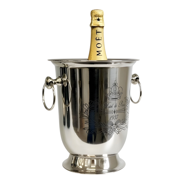 Silver Hotel De Paris Single Bottle Champagne Ice Cooler Bucket with Handles