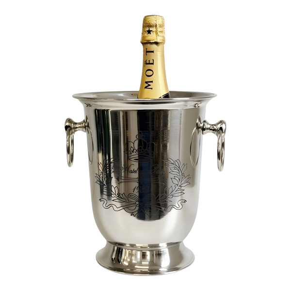 Silver Hotel De Paris Single Bottle Champagne Ice Cooler Bucket with Handles