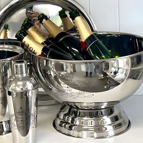 Silver Hotel De Paris Champagne Ice Cooler Bucket Tub