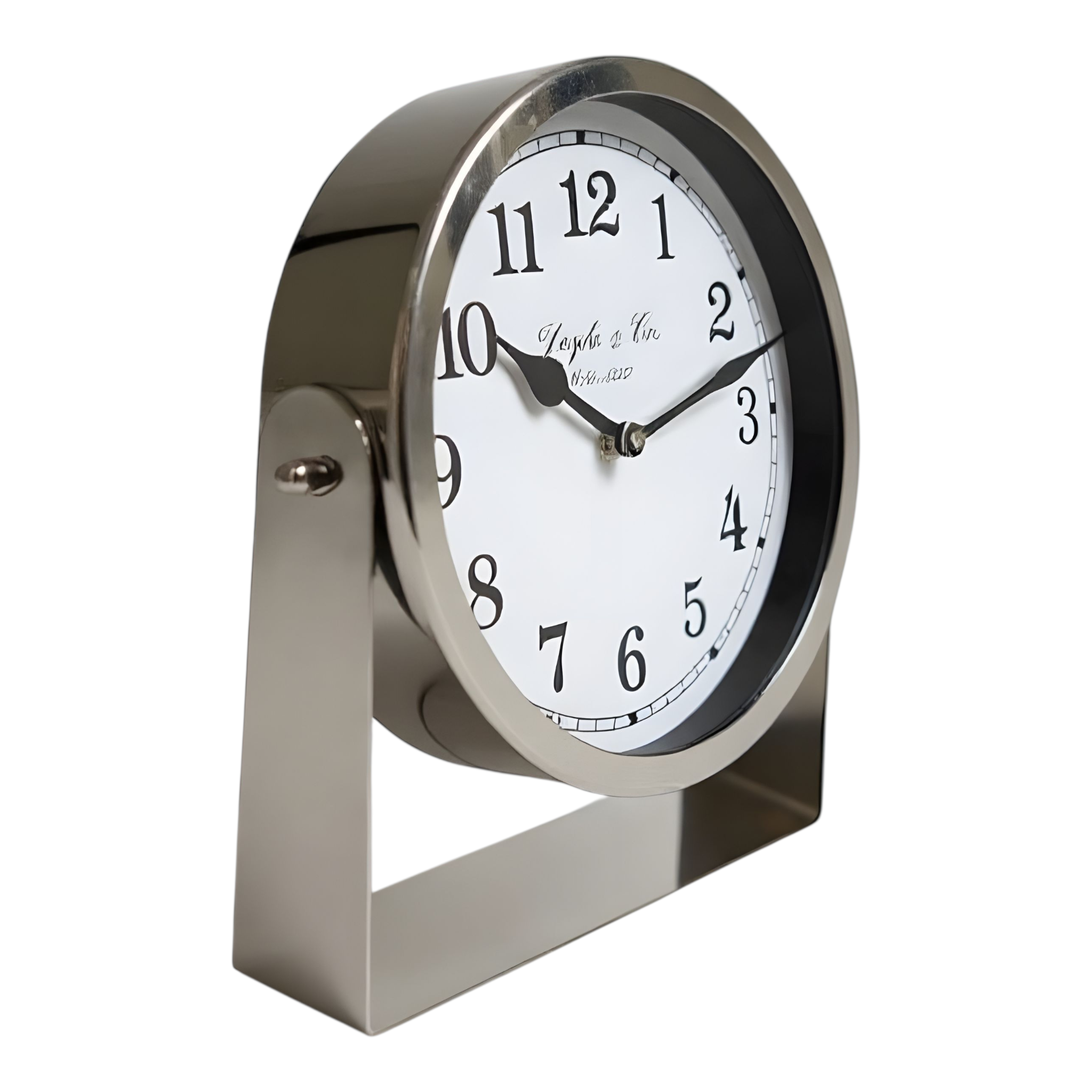 Silver Plated Round Colonial Mantel Clock On Stand