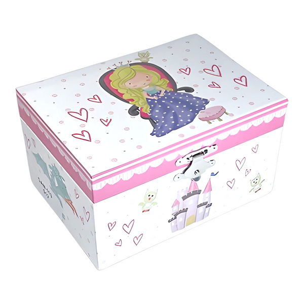 Girl's White & Pink Princess Musical Jewellery Box