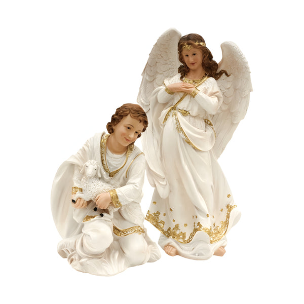11 Piece Extra Large Christmas Nativity Scene White & Gold Figurines Display Set- 61cm