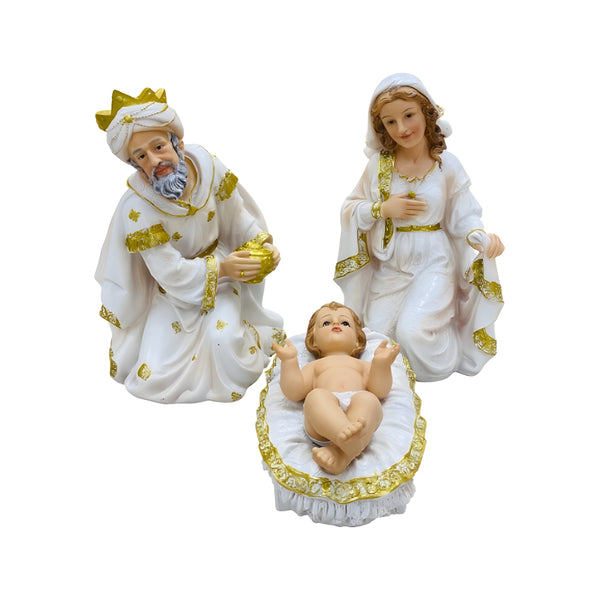 11 Piece Extra Large Christmas Nativity Scene White & Gold Figurines Display Set- 61cm