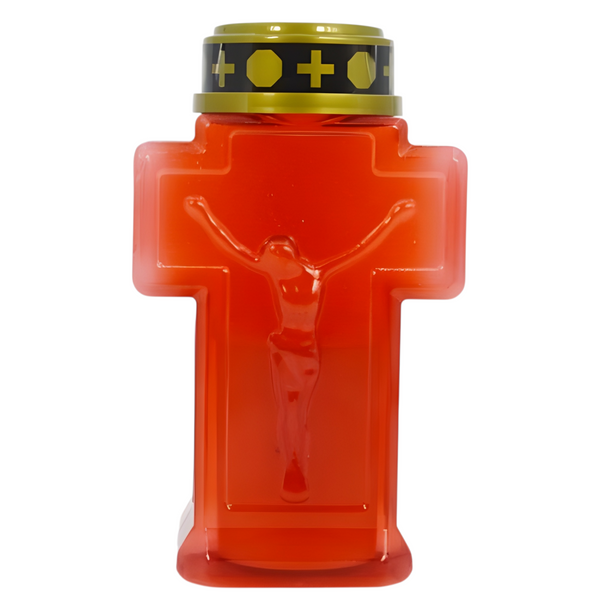 Red Crucifix LED Light Up Flameless Jesus Christ Memorial Cross Candle