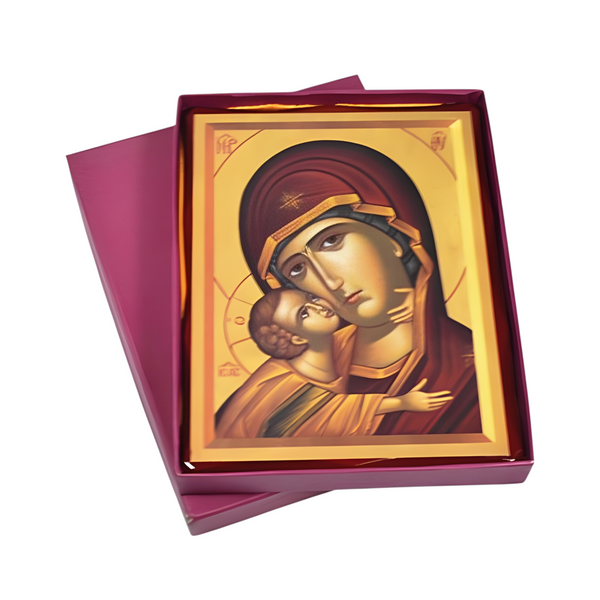 Orthodox Holy Mother Mary & Jesus Wooden Icon Plaque