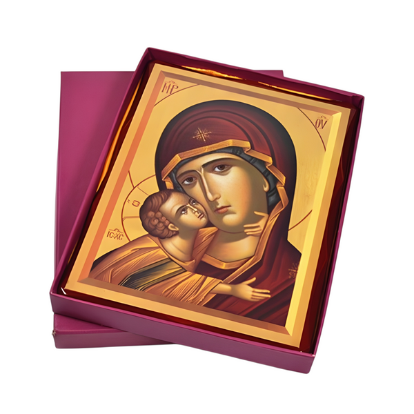 Orthodox Holy Mother Mary & Jesus Wooden Icon Plaque