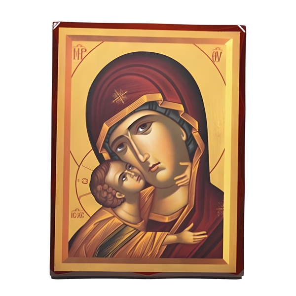 Orthodox Holy Mother Mary & Jesus Wooden Icon Plaque