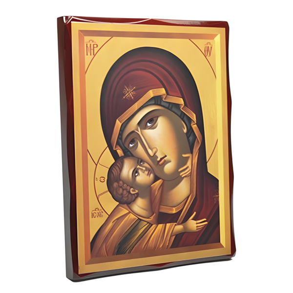 Orthodox Holy Mother Mary & Jesus Wooden Icon Plaque