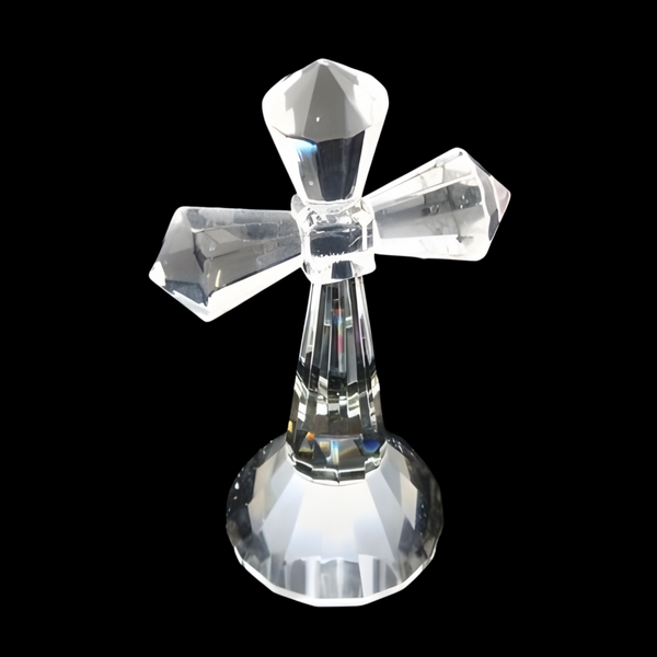 Clear Crystal Cut Glass Standing Religious Cross