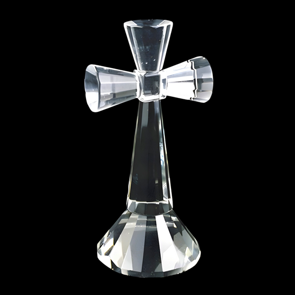 Clear Crystal Cut Glass Standing Religious Cross