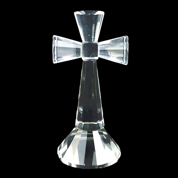 Clear Crystal Cut Glass Standing Religious Cross