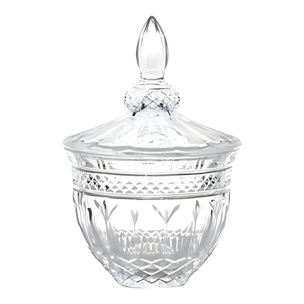 Deluxe Mini 'K9' Crystal Cut Glass Etched Votive Goblet Decorative Jar with Lid