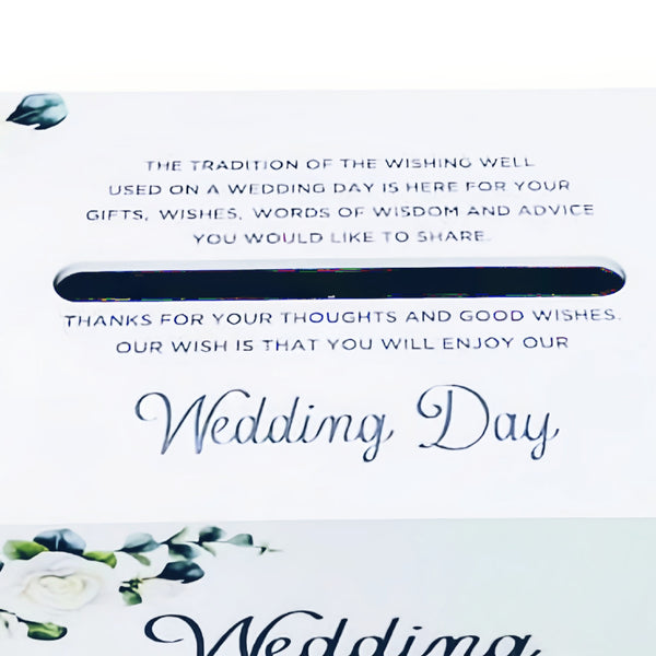 White Wooden Rectangle Floral Design Wedding Wishing Well Box