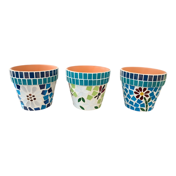 Set of 3 Mosaic Decorative Pot Planters