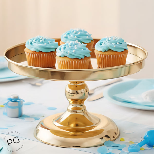 Round Gold Plated Frame & Glass Mirror Top Cake Stand- 30cm