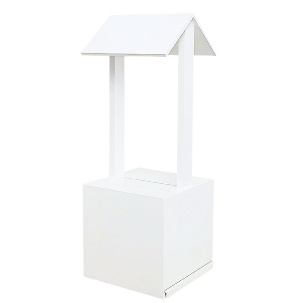 Plain White Wooden Cottage Wishing Well Box