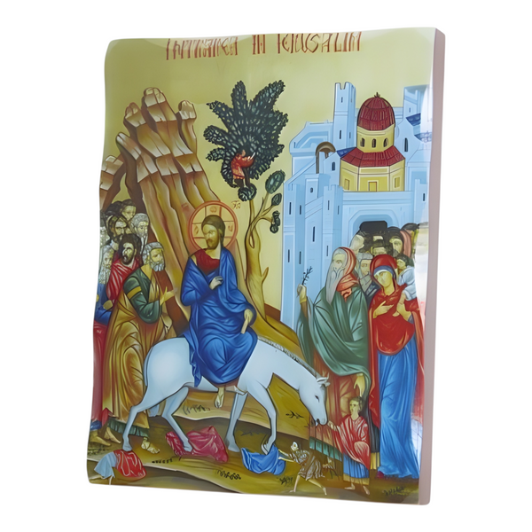Orthodox Palm Sunday Jesus Christ Wooden Icon Plaque