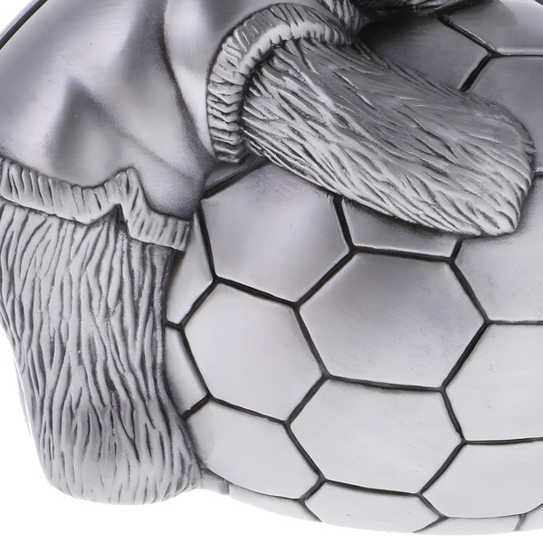 Children's Silver Pewter Teddy Bear Holding Soccer Ball Money Box