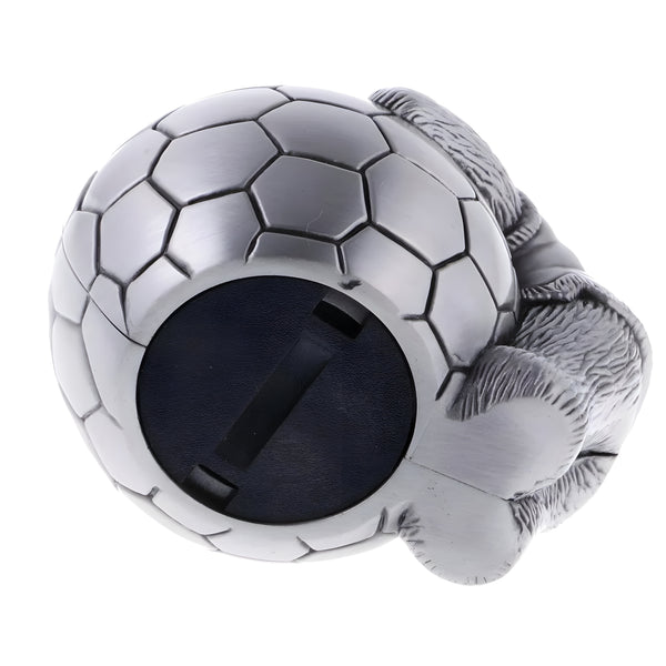 Children's Silver Pewter Teddy Bear Holding Soccer Ball Money Box
