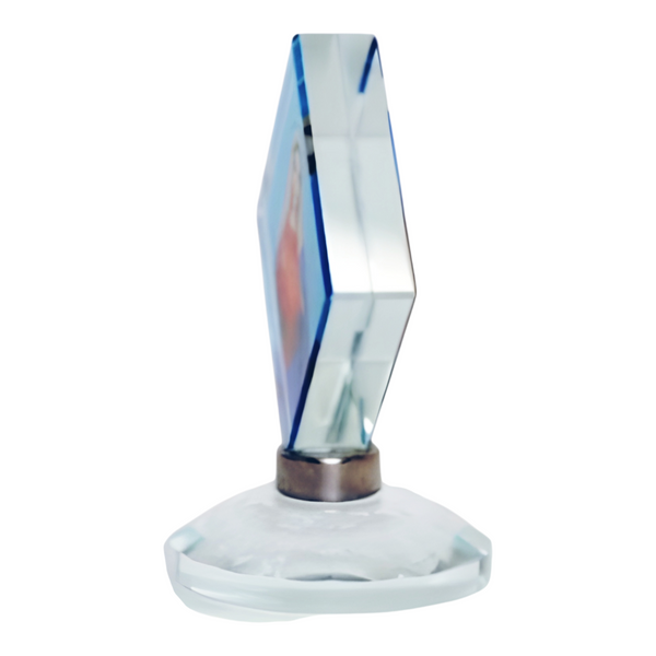 Catholic Sacred Heart Jesus Christ Icon On Diamond Crystal Cut Glass Plaque Stand Ornament