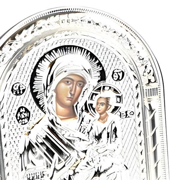 Orthodox Silver Plated Holy Mother Mary & Jesus Icon Plaque