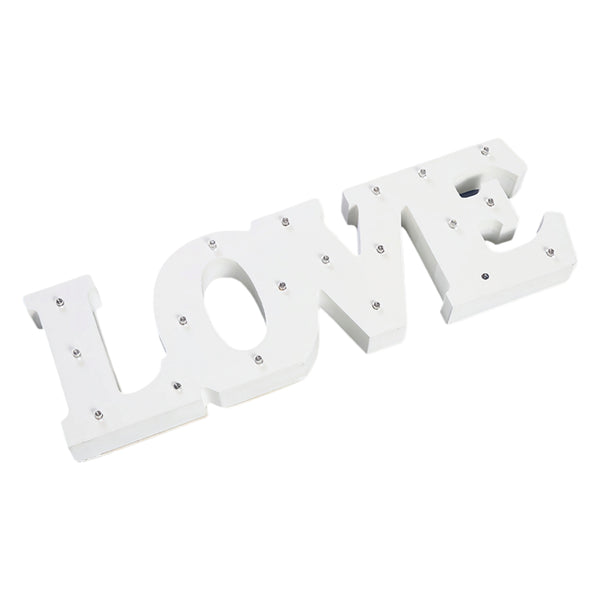 White Wood LED Light Up LOVE Tabletop Words Sign Display Decoration