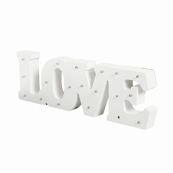 White Wood LED Light Up LOVE Tabletop Words Sign Display Decoration