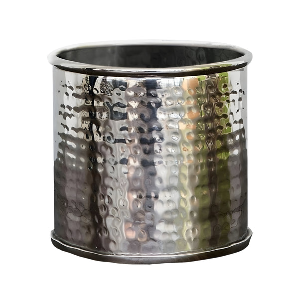 Shiny Silver Plated Hammered Single Bottle Champagne & Wine Holder